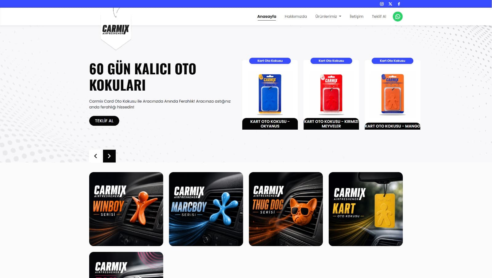 Digicat tarafından tasarlanan Carmix web sitesi